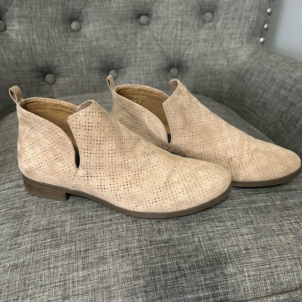 Tan booties by Dr. Scholls